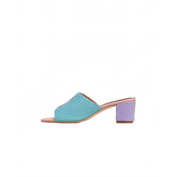 NEW CHARLOTTE STONE women's lenu woven block heel mule sandal in kortman - Picture 6 of 7